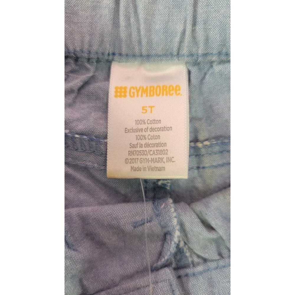 Gymboree 5T Girls Light Blue Denim Look Shorts Pink Strawberries NWT Read Desc